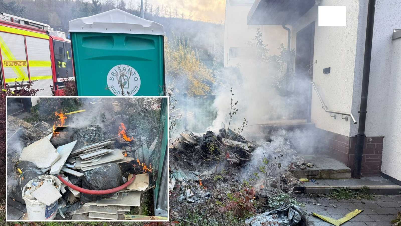 Brandbekämpfung im Vorgarten in Höxter verhindert Übergreifen der Flammen